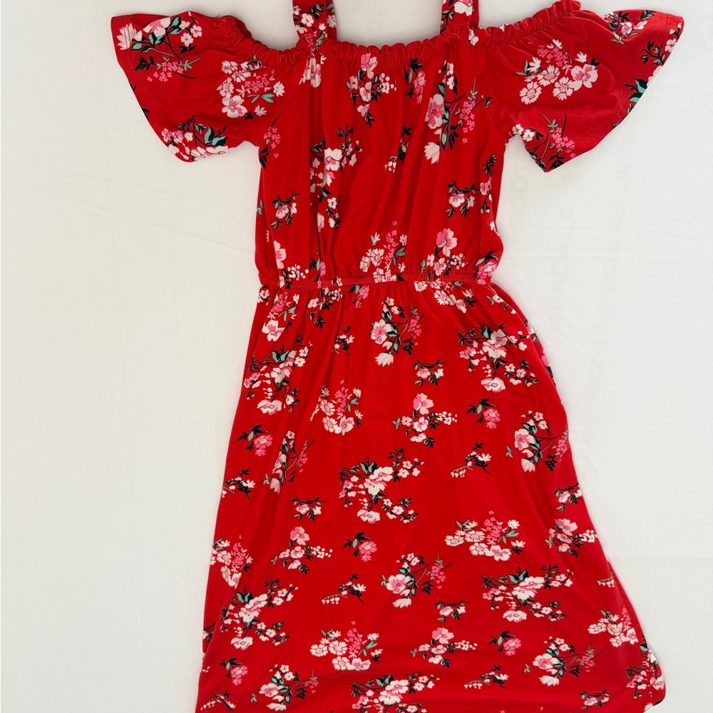 Charming Floral Red Kids Dress